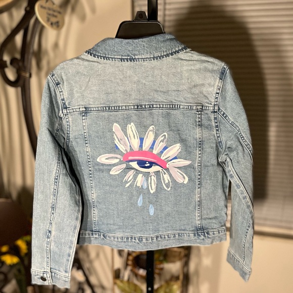 CRISTINA MARTINEZ by NORDSTROM NWT AUTHENTIC EYE MOTIF DESIGN DENIM JACKET - Picture 1 of 15